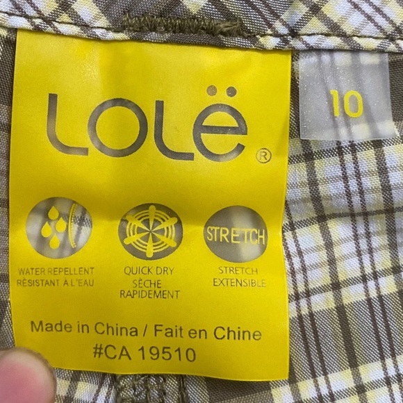 Lole Brown Yellow White Plaid Shorts Water Repellent Quick Dry Stretch 10 - Picture 4 of 16